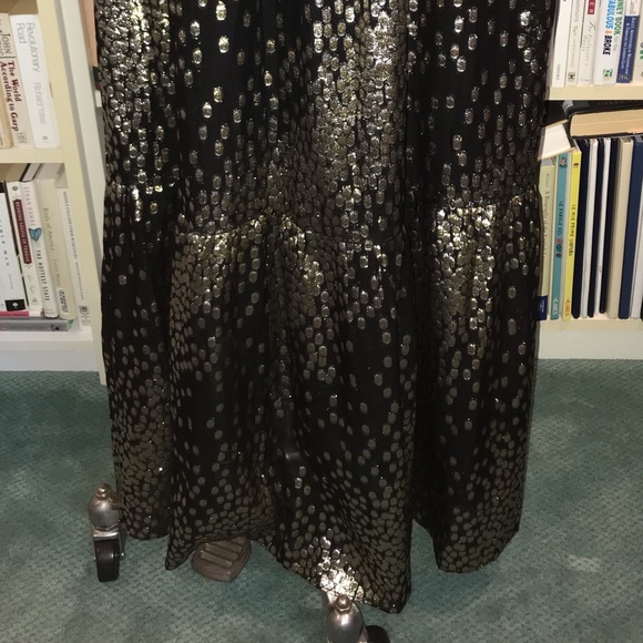 Shoshanna Midnight Collection Black Gold Off Shoulder Maxi Dress - Picture 4 of 11